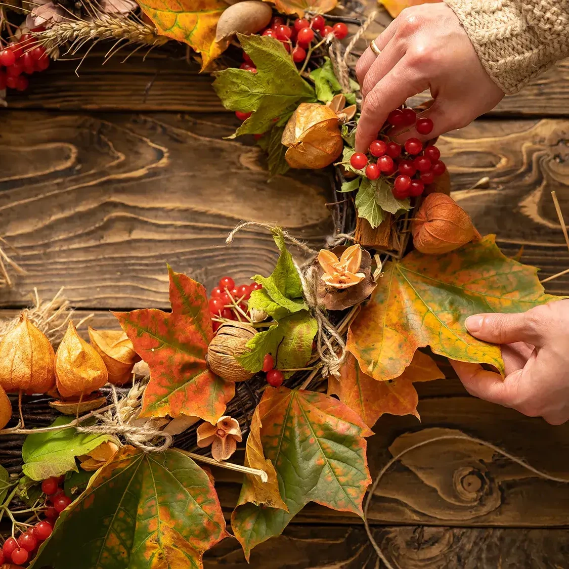 Autumn wreath making team building workshop