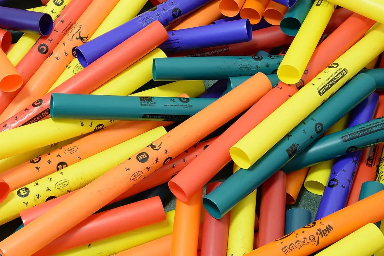 Colourful pile of Boomwhackers