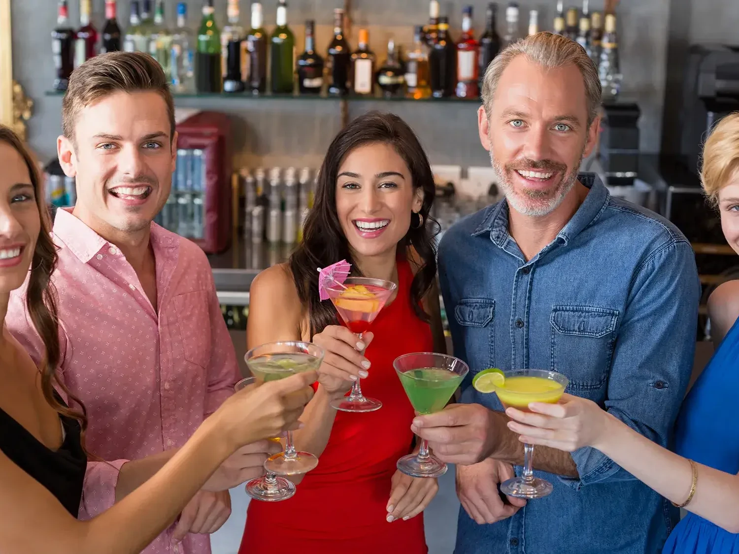 Team enjoying cocktails after cocktail making team building masterclass