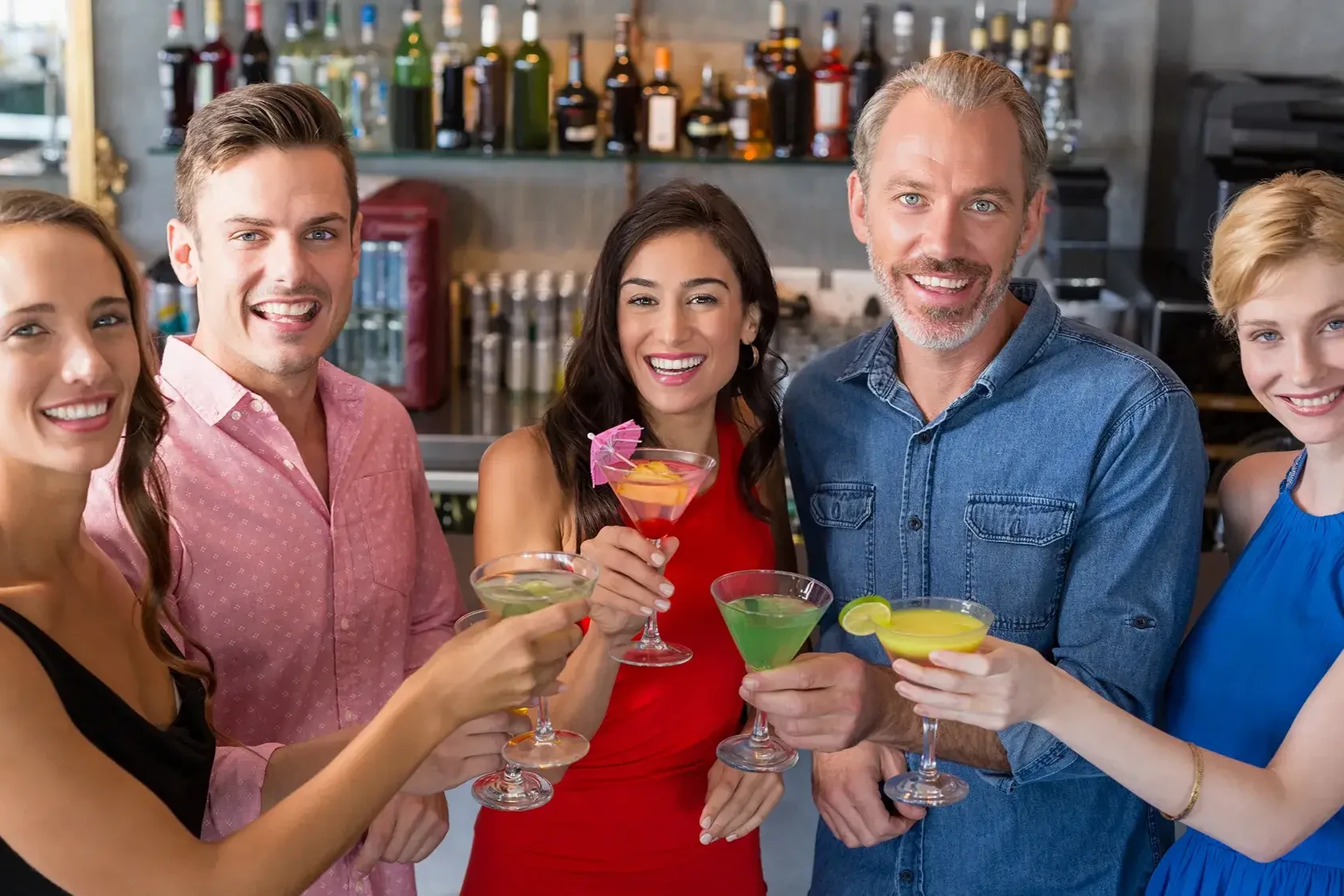 Team enjoying cocktails after cocktail making team building masterclass