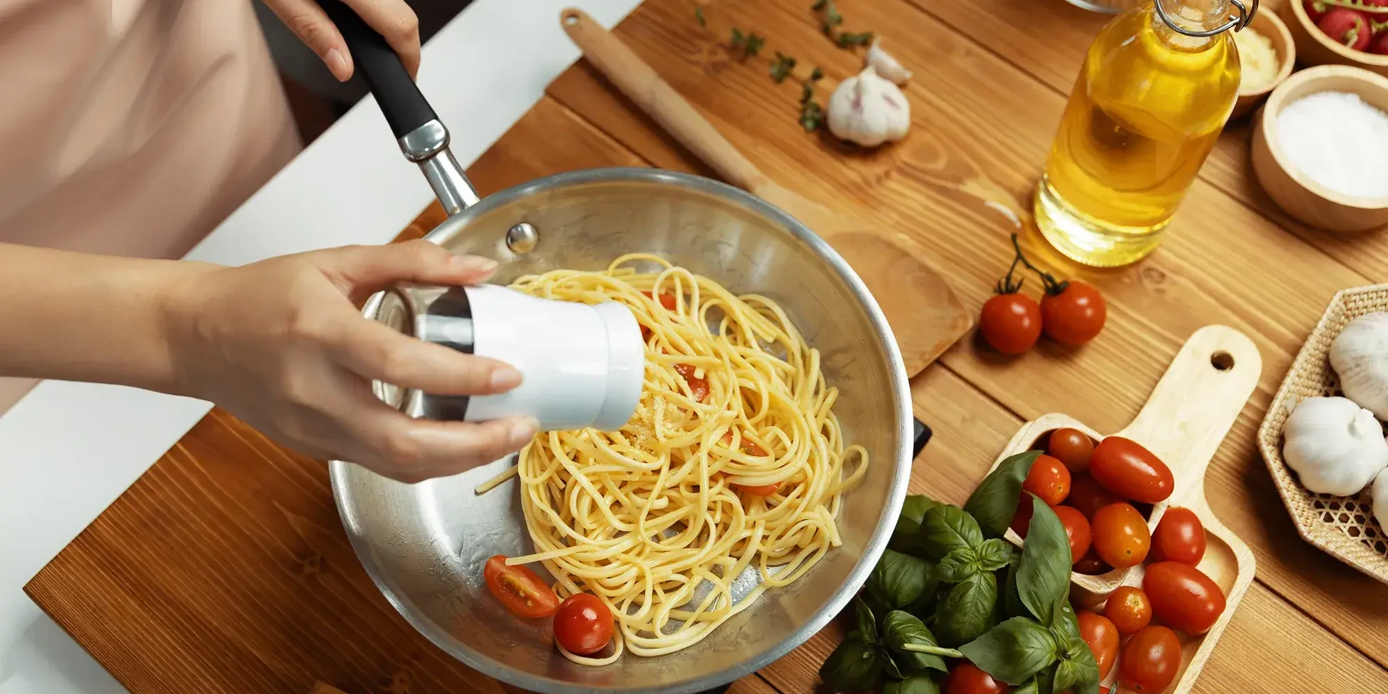 Participant competing in cooking team building event