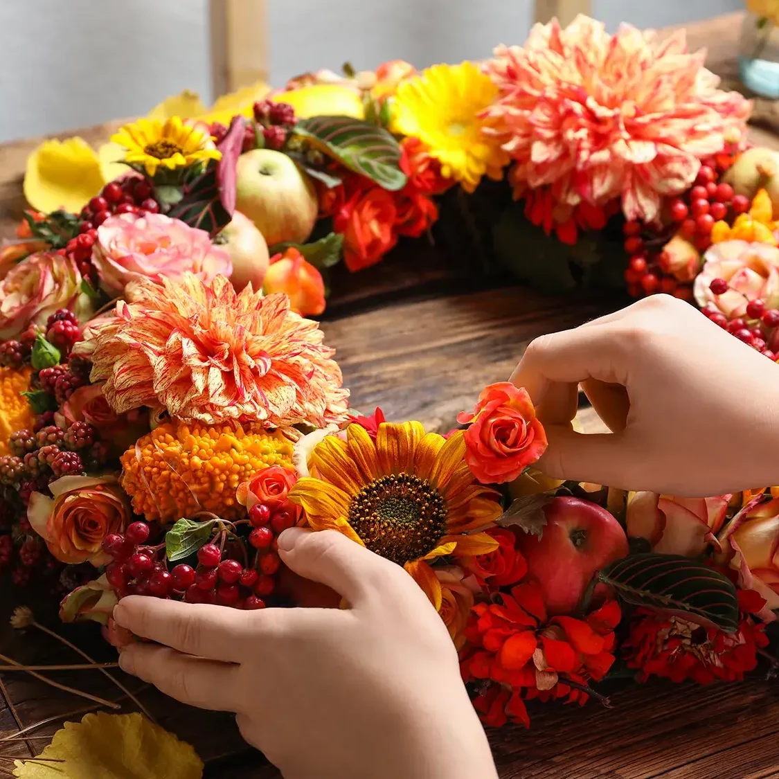 spring wreath making team building workshop